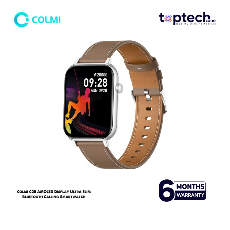 Colmi C28 AMOLED Display Ultra Slim Smartwatch With Leather Strap